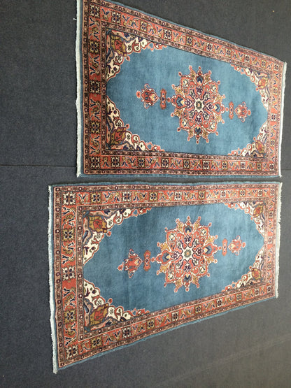 Blue Rugs, TWIN TURKISH  Runner RUG , bold colors Rug,Classic Rug,Oushak Rug, Hand woven Rug, Wool Oushak Rug, Farmhouse Rug