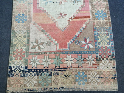 7 x 3.7 vintage Rug Oushak Rug Turkish Rug Blue Hand Made Rugs Oriental Rug Wool Rug