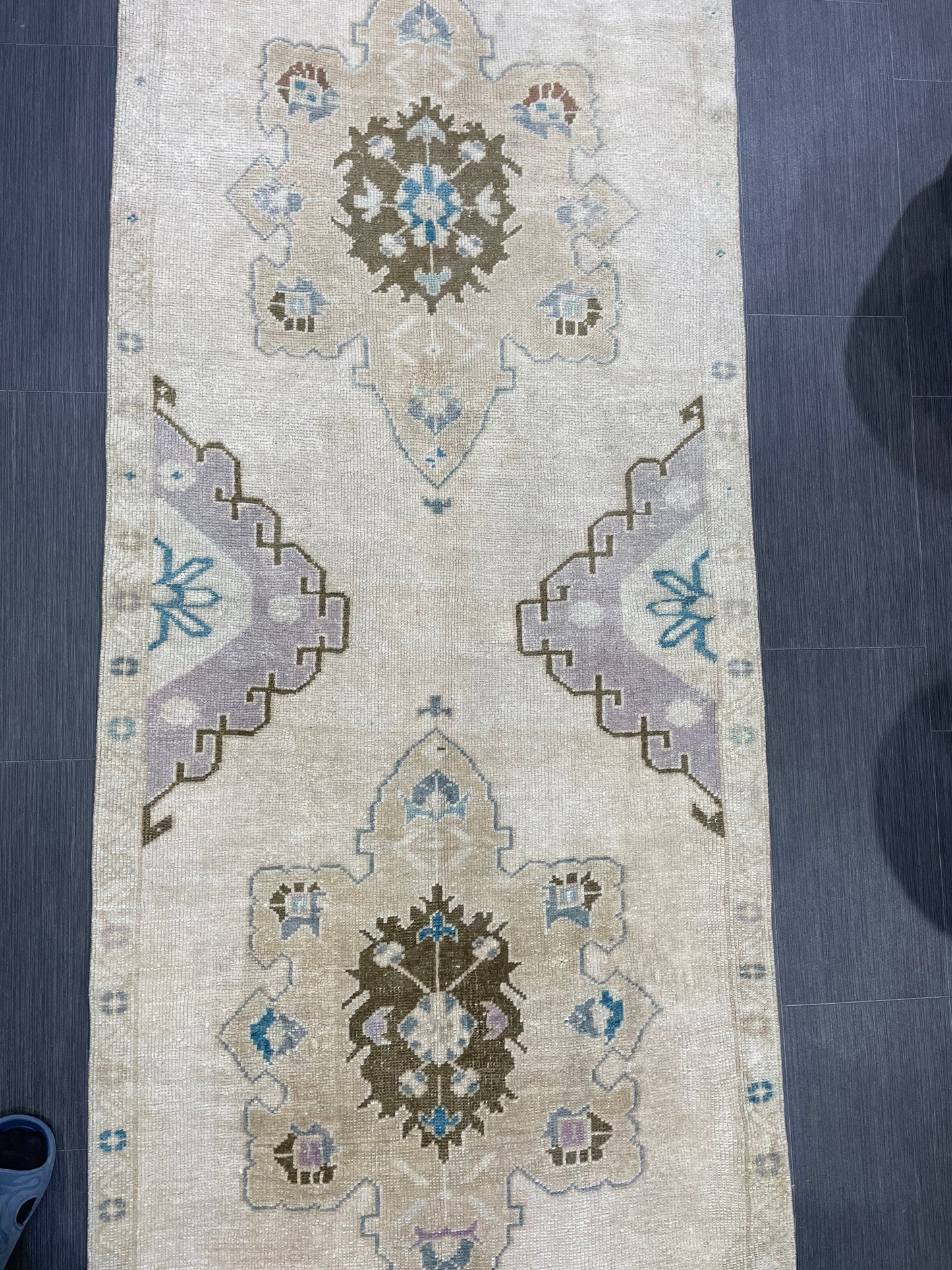 Muted Vintage Oushak Runner 3 x 11.4 Rug Turkish Runner Rug Vintage Runner Rug Hallway Runner Rug Kitchen Runner Rug Wool Runner Rug