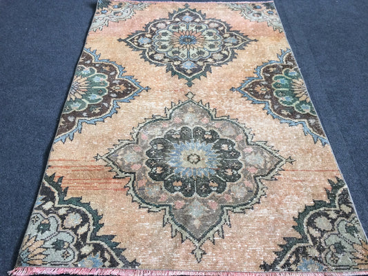 Mini Rug Small Area Rug Turkish Rug Oushak Rug Hand Made Rug Vintage Rug