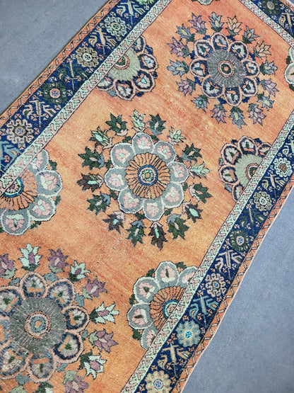 WOOL Oushak Runner Rug, Turkish 4.4 x 12.2 Runner Rug, Vintage Runner Rug, Hallway Runner Rug, Kitchen Runner Rug, Wool Runner Rug