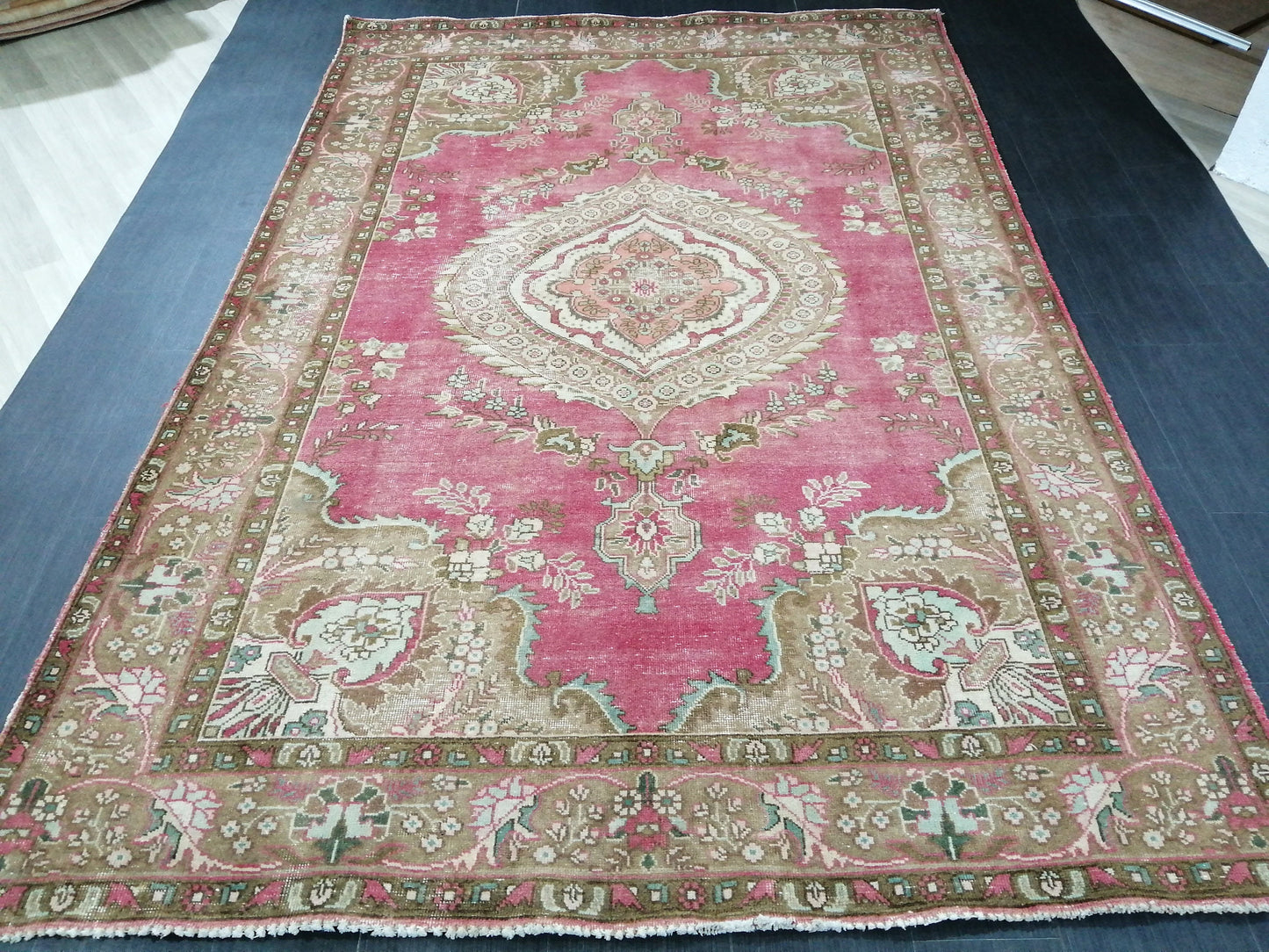 Vintage Persian Rug 6.5 x 9.6 Vintage Oriental Rug Handmade Persian Rugs Traditional Rug, Living room Rug, Vintage Oushak Rug, Wool Rug