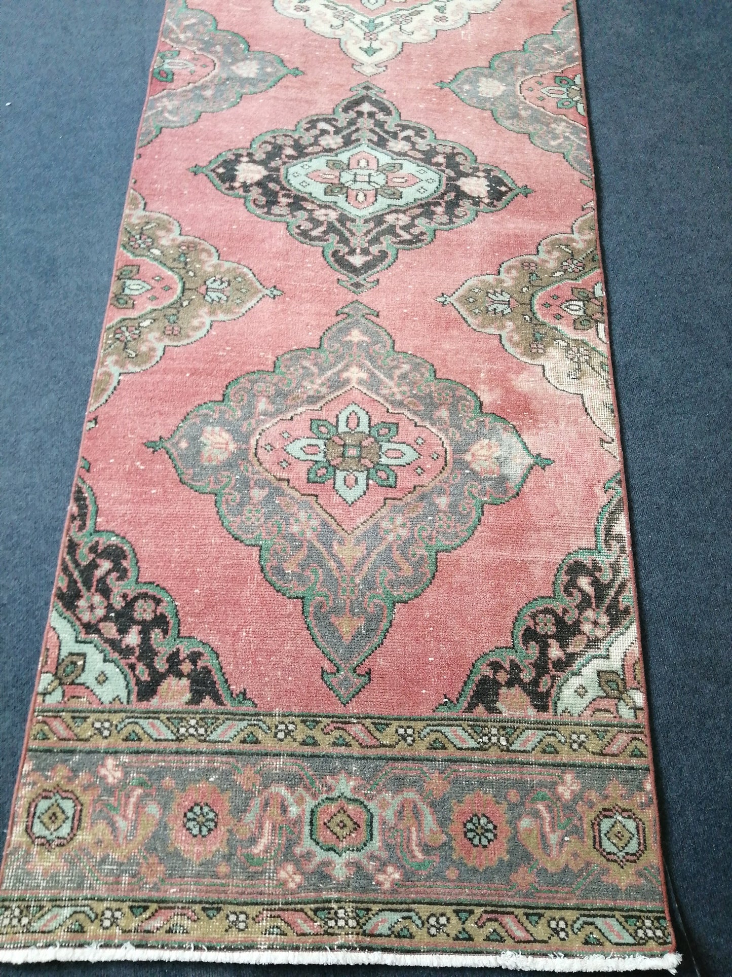 12.7 x 3 Oushak Runner Rug Turkish Runner Rug Vintage Runner Rug Hallway Runner Rug FLORAL RUG RUNNER
