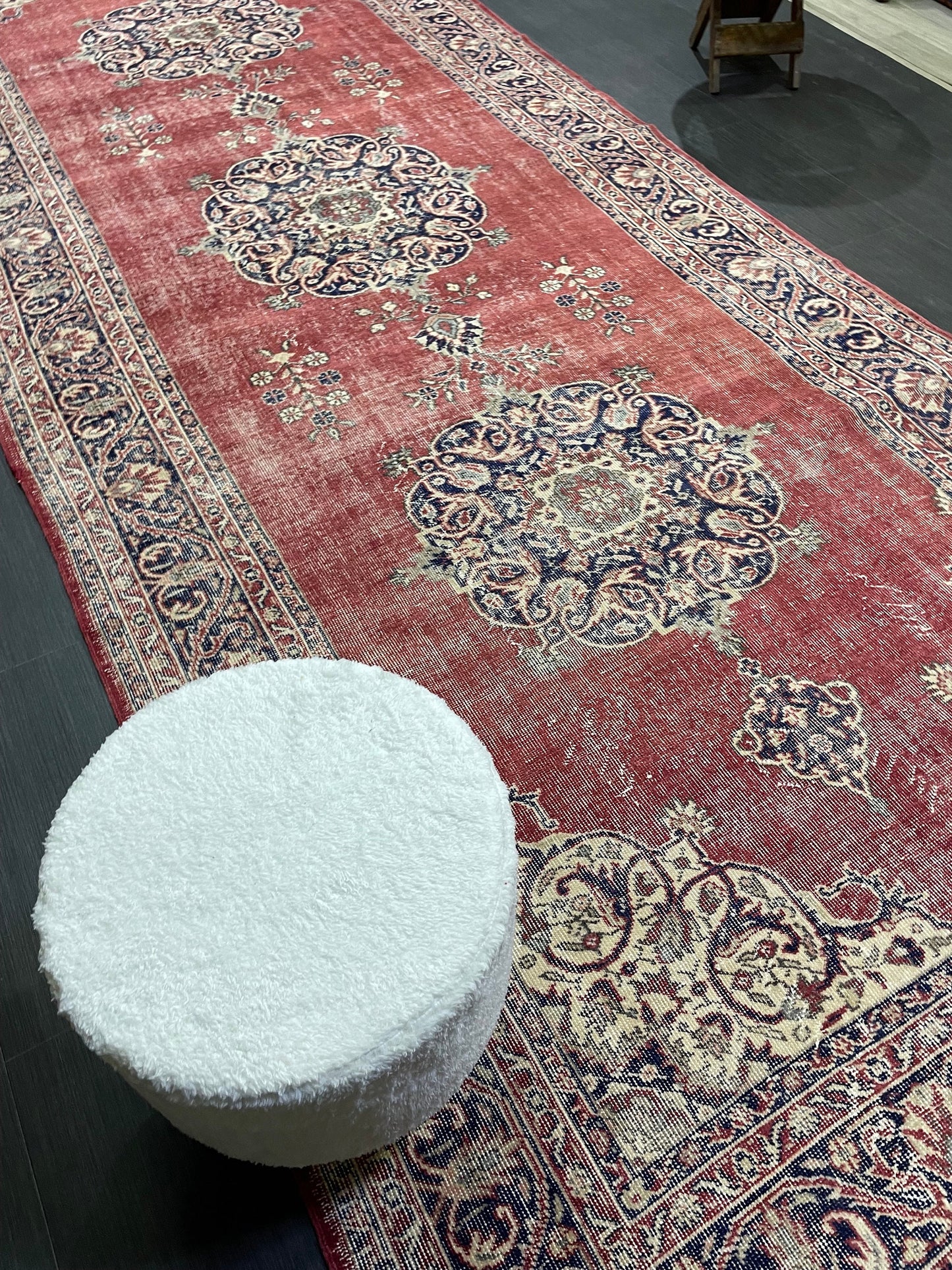 Antique Oushak Runner Rug, Turkish Runner 4.10 x 13 Rug, Vintage Runner Rug, Hallway Runner Rug, Oriental Runner Rug, Handmade Runner,