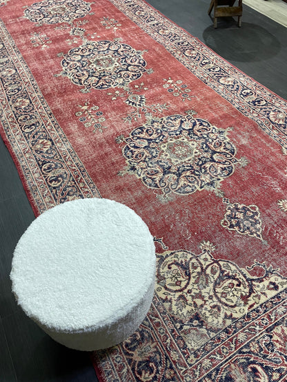 Antique Oushak Runner Rug, Turkish Runner 4.10 x 13 Rug, Vintage Runner Rug, Hallway Runner Rug, Oriental Runner Rug, Handmade Runner,