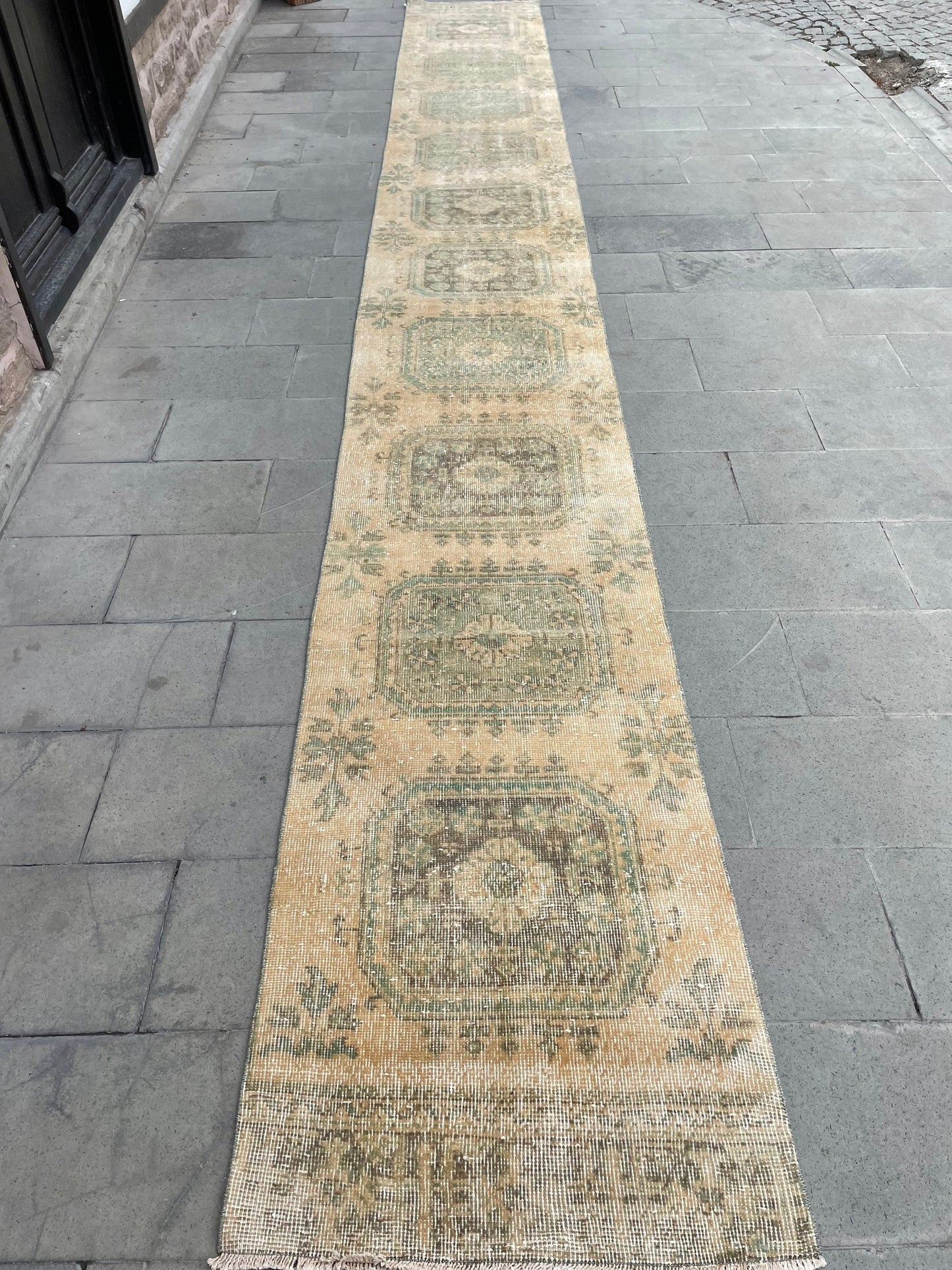 Muted Extra Long Turkish Runner Vintage 2.6 x 21.2 Stairs Runner Rug Vintage Runner XL Oriental Runner Staircase Handmade Runner