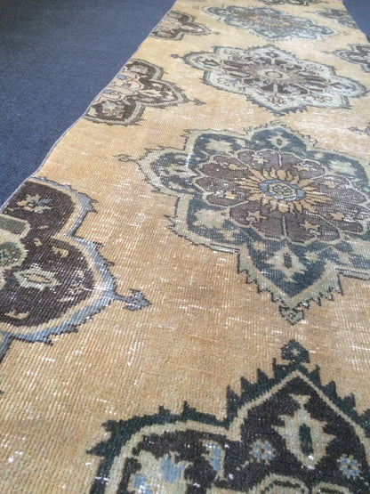 9.7 X 2.9 Oushak Runner Rug Turkish Runner Rug Vintage Runner Rug Hallway Runner Rug Kitchen Runner Rug Wool Runner Rug Wool Oushak Rug