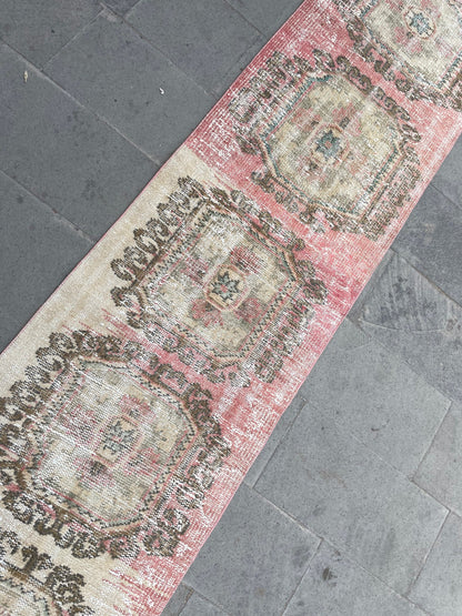 Muted Hand Knotted Extra Long Turkish Runner Distressed 2.4 x 18.6 Stairs Runner Rug Vintage Runner Rug XL Oriental Runner Staircase Runner