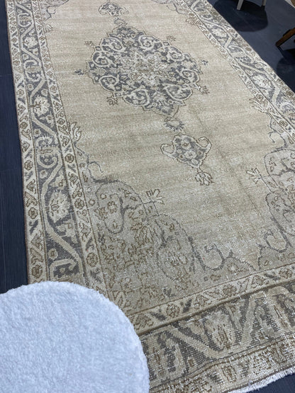 Handmade Rug, Vintage 4.9 x 10 Turkish Rug, Persian Rug, NATURAL Wool Rug, Living Room Rug, Oushak Rug, Hand Knotted Rug, Kitchen Rug,