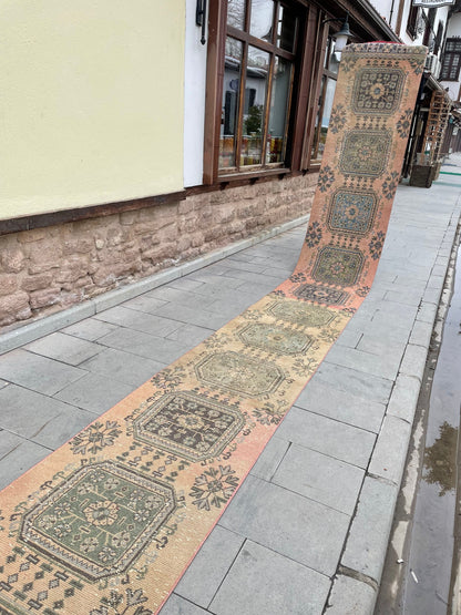 Muted Vintage Staircase Runner Rug 2.5 x 27 Extra Long TURKISH Runner Rug Vintage Runner Rug Distressed Runner Rug  Runner Handmade Runner
