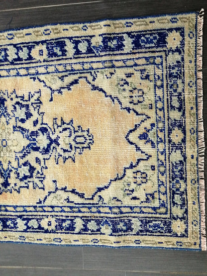 4.6 x 2.6 Blue Rugs, Hand Made Rug, Oushak Rug, Rustic Rug, Bohemian Rug, Rug Runner, Turkish Rug, Farmhouse Rug, Vintage Rug, Wool rug