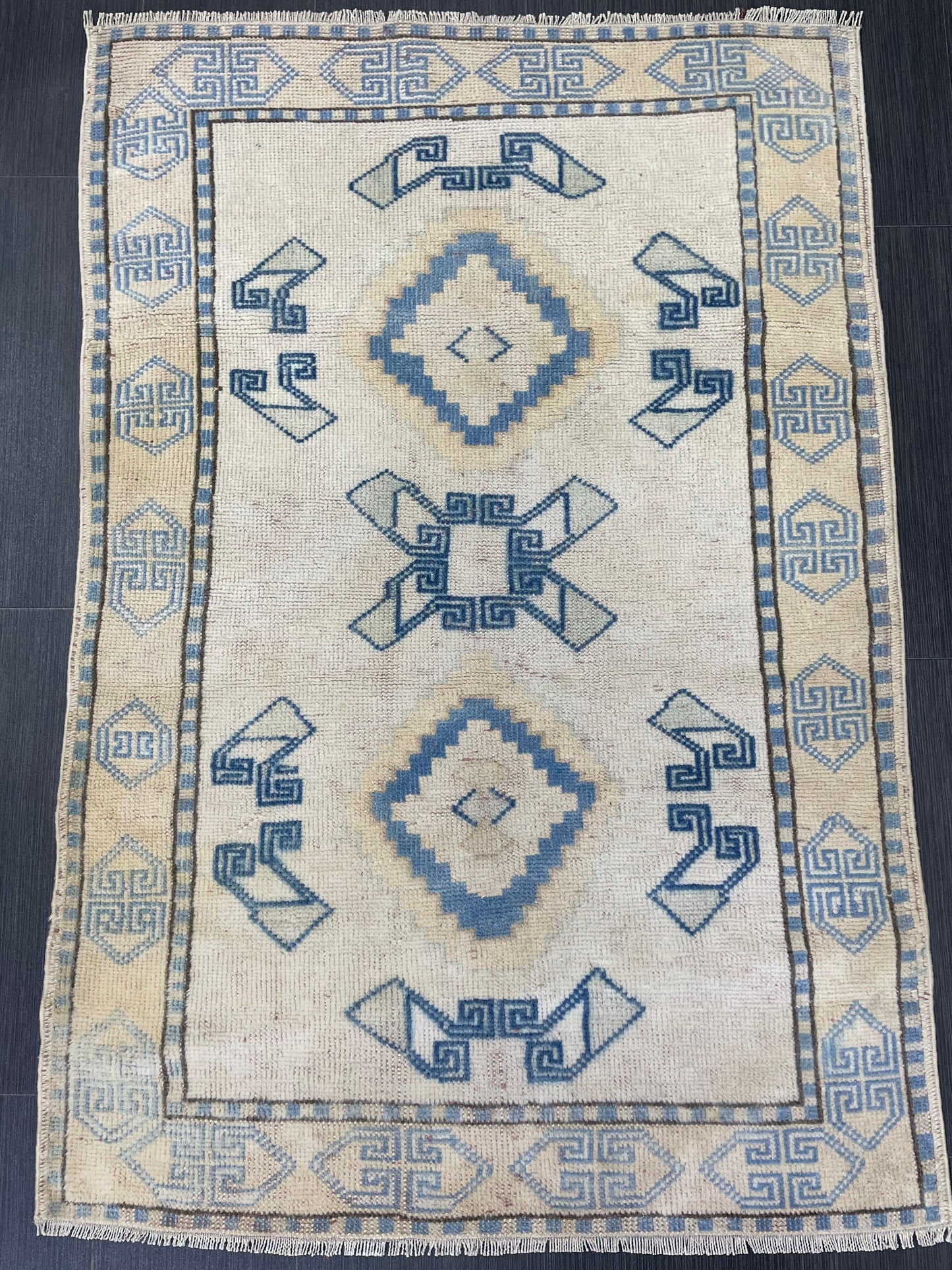 Oriental Wool RUG TURKISH Rug 3 x 4.4 ft Vintage Oushak Rug Vintage Persian Rug Wool Oushak Rug Handmade Vintage Turkish Rug