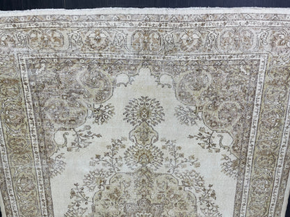 Vintage RUG 7.2 x 10 Antique Rug Vintage Wool  Oriental Rug Handmade Rug Hand Knotted  Rug NATURAL Wool Rug Turkish Rug