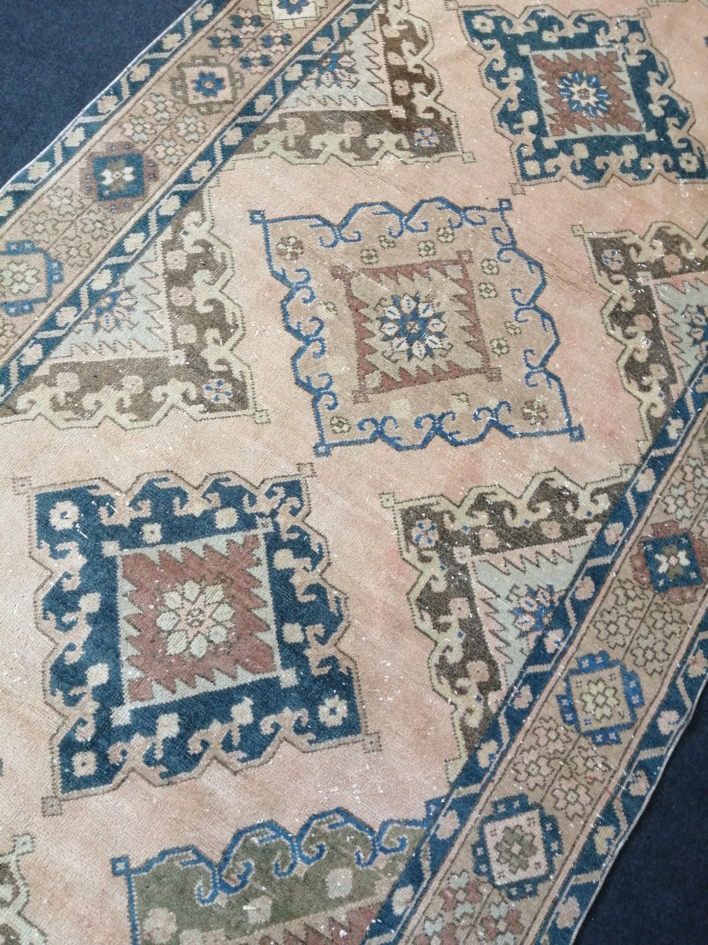 12.7 4.10 ft Oushak Runner Rug Turkish Runner Rug Vintage Runner Rug Hallway Runner Rug Kitchen Runner Rug Wool Runner Rug Wool Cream Rug