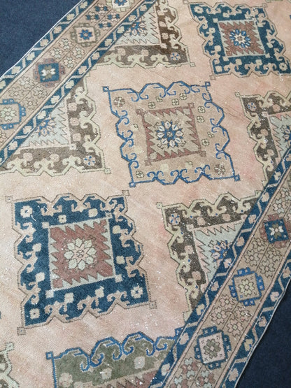 12.7 4.10 ft Oushak Runner Rug Turkish Runner Rug Vintage Runner Rug Hallway Runner Rug Kitchen Runner Rug Wool Runner Rug Wool Cream Rug