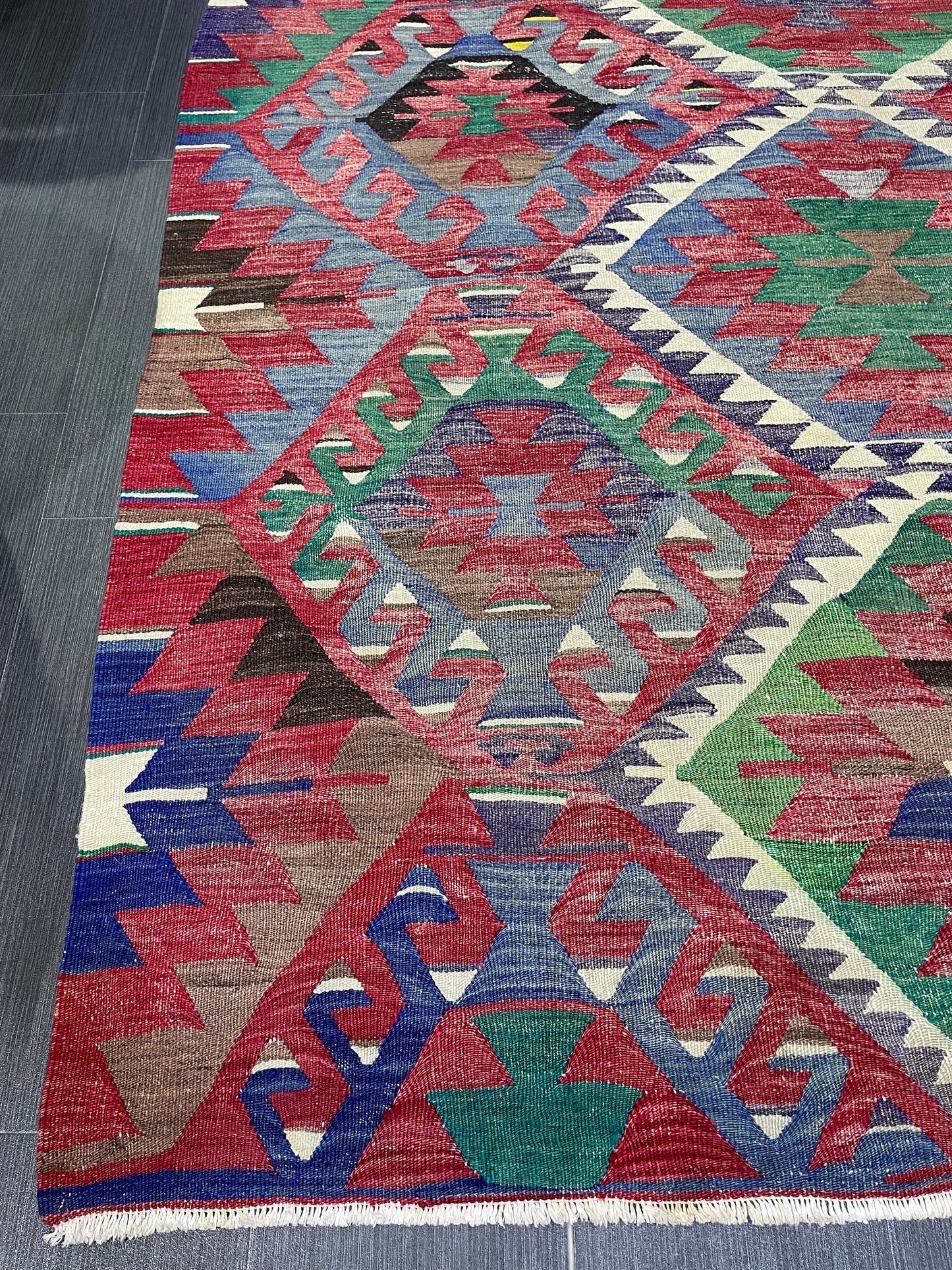 Vintage Handmade 5 x 9.4 Rug, Flatwoven Oushak Rug, Rustic Rug, Flat Weave Rug, Turkish KILIM Rug, Farmhouse Rug, Vintage Wool rug