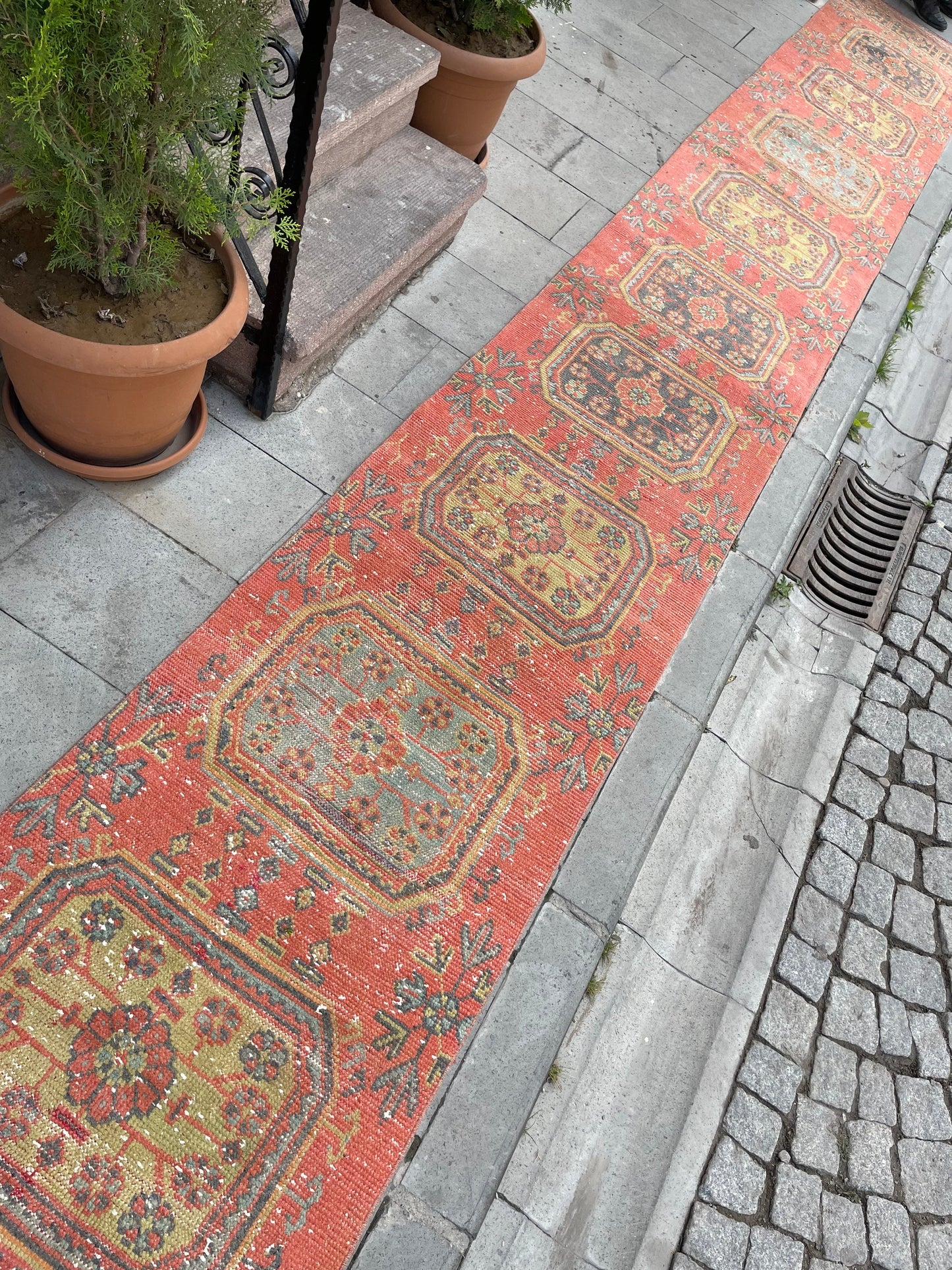 Long Vintage Runner Stairs Runner Rug 2.6 x 22.3 Handmade Runner Rug XL Oriental Runner Rug Staircase Hand Knotted Runner rug