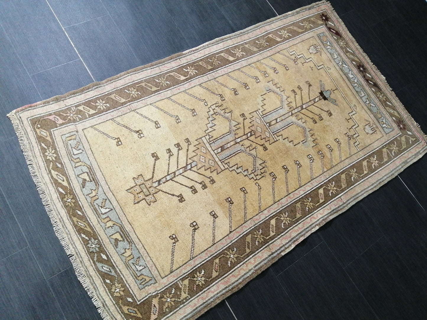 5 x 3 OUSHAK RUG Neutral TURKISH Rug Vintage Oushak Neutral Rug Vintage soft Rug Wool Oushak Rug Hand Made Rugs Vintage Turkish Rug 3x5