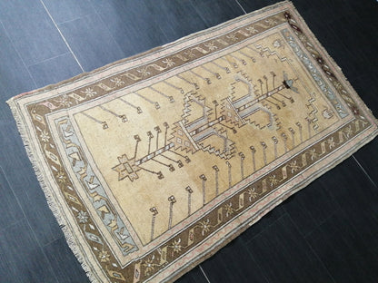 5 x 3 OUSHAK RUG Neutral TURKISH Rug Vintage Oushak Neutral Rug Vintage soft Rug Wool Oushak Rug Hand Made Rugs Vintage Turkish Rug 3x5