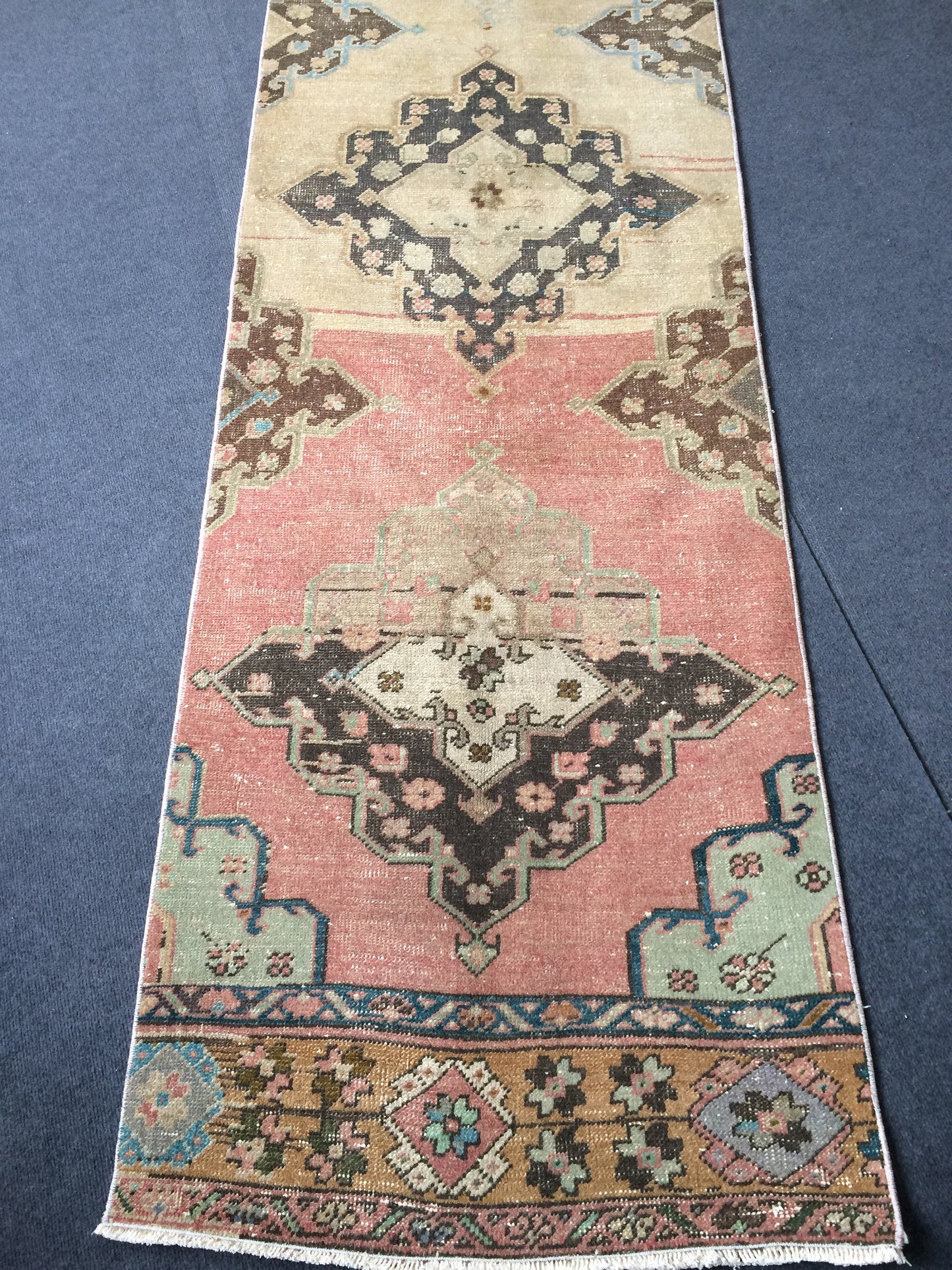 13.5 x 2.7 Turkish Runner Vintage Runner Rug Oushak Rug Runner Boho Runner Rugs Wool Runner Rug Hand Made