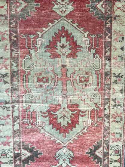 3x6 feet handmade turkish runner, vintage destroyed wool kitchen runner, bedroom arae runner rug, oushak living room area rug,red runner rug