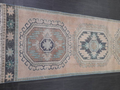 Vintage Runner Rug 3 x 11.6 Turkish Runner Rug Handmade Runner Rug Hallway Runner Kitchen Runner Rug Wool Runner Rug Oriental Runner