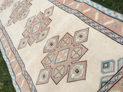 Muted RUNNER Rug, 3x8 Boho RUNNER Rug, Rug Oushak, Oushak Runner Rug, Vintage Turkish Rugs, Oushak Rug, Turkish Oushak Rug,8 x 3 RUNNER Rug