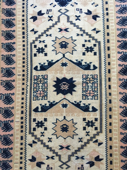 4x6 feet blue turkish living room floor large rug, handmade vintage bohemian rug, wide kitchen area wide rug, bedroom wool rug, bathroom rug