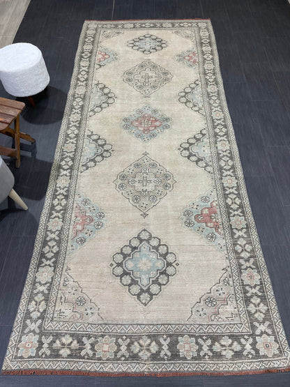 Antique Runner RUG 4.3 x 10.4 TURKISH Oushak Rug Vintage Runner Rug Vintage Runner Rug Wool Oushak Rug Handmade Rug Hand Knotted Rug