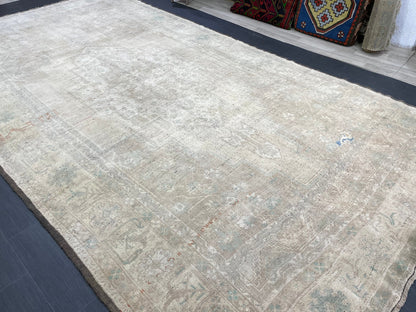 Muted Turkish RUG Oushak 7.4 x 13.5 Rug Vintage Oriental Rug Vintage Persian Rug Wool Hand Knotted Rug Handmade Rug Vintage Turkish Rug