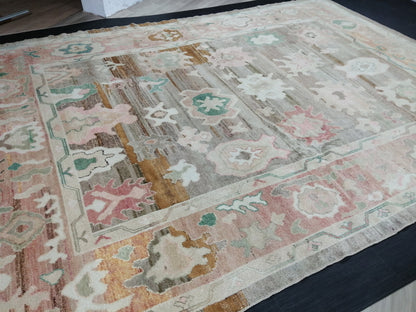 12 x 8.9 Vintage Muted  OUSHAK RUG, TURKISH Oushak Rug,  Wool Oushak Rug Hand Made Rugs, Vintage Oriental Rug