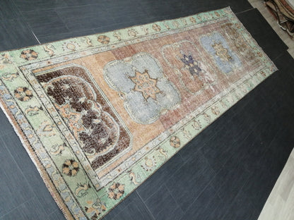 4 x 11.7 Distressed Oushak Runner Rug Turkish Runner Rug Vintage Runner Rug Hallway Runner Rug Kitchen Runner Rug Wool Runner Rug Oushak Rug