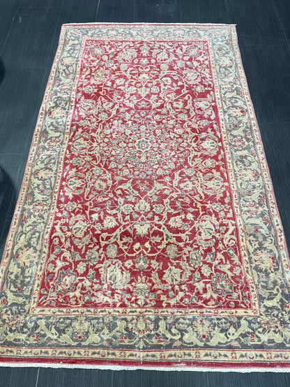 Vintage Rug, TURKISH 3x5 Rug,  HANDMADE Rug, Fine Hand Knotted Oushak Rug, Persian Rug Oriental Rug, Quality Rug