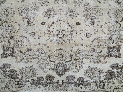 NEUTRAL Vintage RUG TURKISH Large Rug 9.5 x 7 Oushak Rug Vintage Oushak Rug Vintage Rug Muted Oushak Rug Hand Made Rug Vintage Neutral Rug