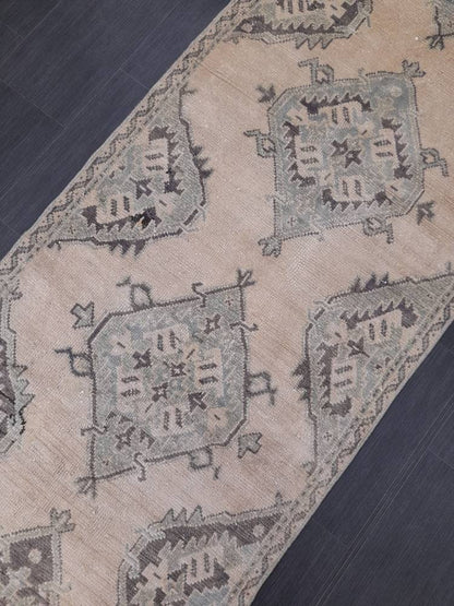 Vintage Runner 3 x 10.8 Rug Muted TURKISH Muted Runner Rug Vintage Oushak Runner Rug Vintage Runner Rug Wool Oriental Runner Handmade Runner