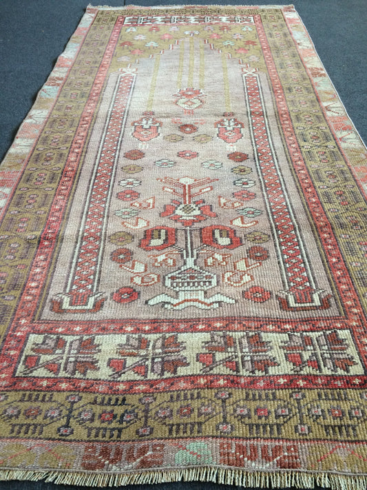 6.4 x 3 OUSHAK RUG TURKISH Oushak Rug Vintage Oushak Runner Rug Vintage Runner Rug Wool Oushak Rug Hand Made Rugs Vintage Turkish Rug