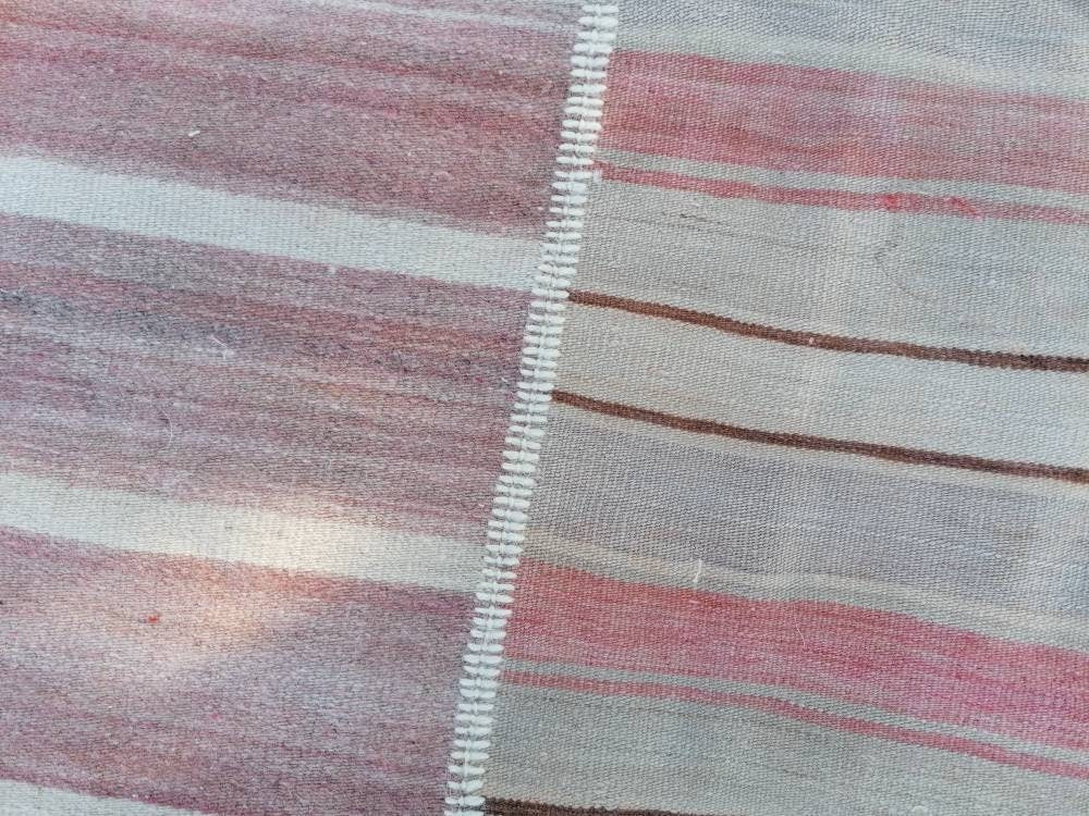 6.5 x 8.5 Flatwoven kilim rug  stripe handmade rugs vintage turkish rugs oushak rug, wool rug