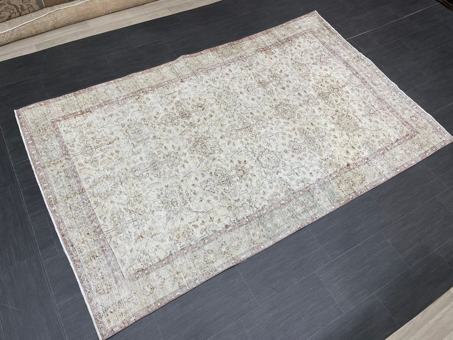 Muted Vintage Rug TURKISH Distressed Rug Vintage 5.3 x 8.7 Rug Oushak Rugs Muted Rug Turkish Oushak Rug, Vintage Oushak Rug Wool Rug