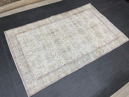 Muted Vintage Rug TURKISH Distressed Rug Vintage 5.3 x 8.7 Rug Oushak Rugs Muted Rug Turkish Oushak Rug, Vintage Oushak Rug Wool Rug