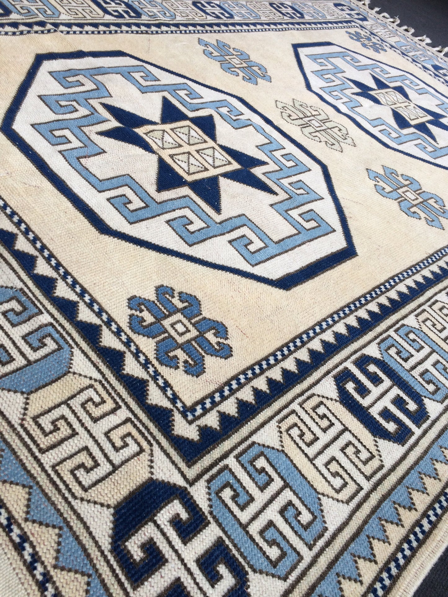 Blue Turkish Rug Large Area Rug OUSHAK RUG Pastel 5.4 x 8 Vintage Rug Blue Oriental Rug Muted Rug Boho Rug Persian Wool Rug TRADITIONAL Rug