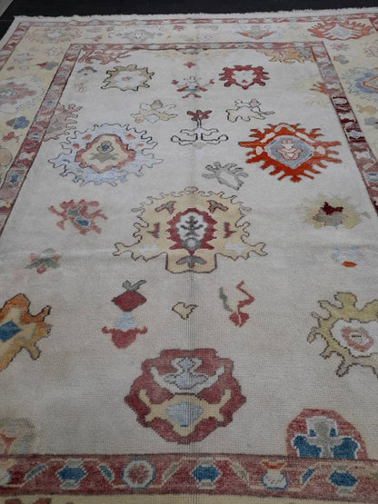 8.4 x 11 Muted OUSHAK RUG TURKISH Oushak Rug Muted Oushak Rug Vintage Rug Wool Oushak 9x12 Rug Hand Made Rug Authentic Oushak Rug