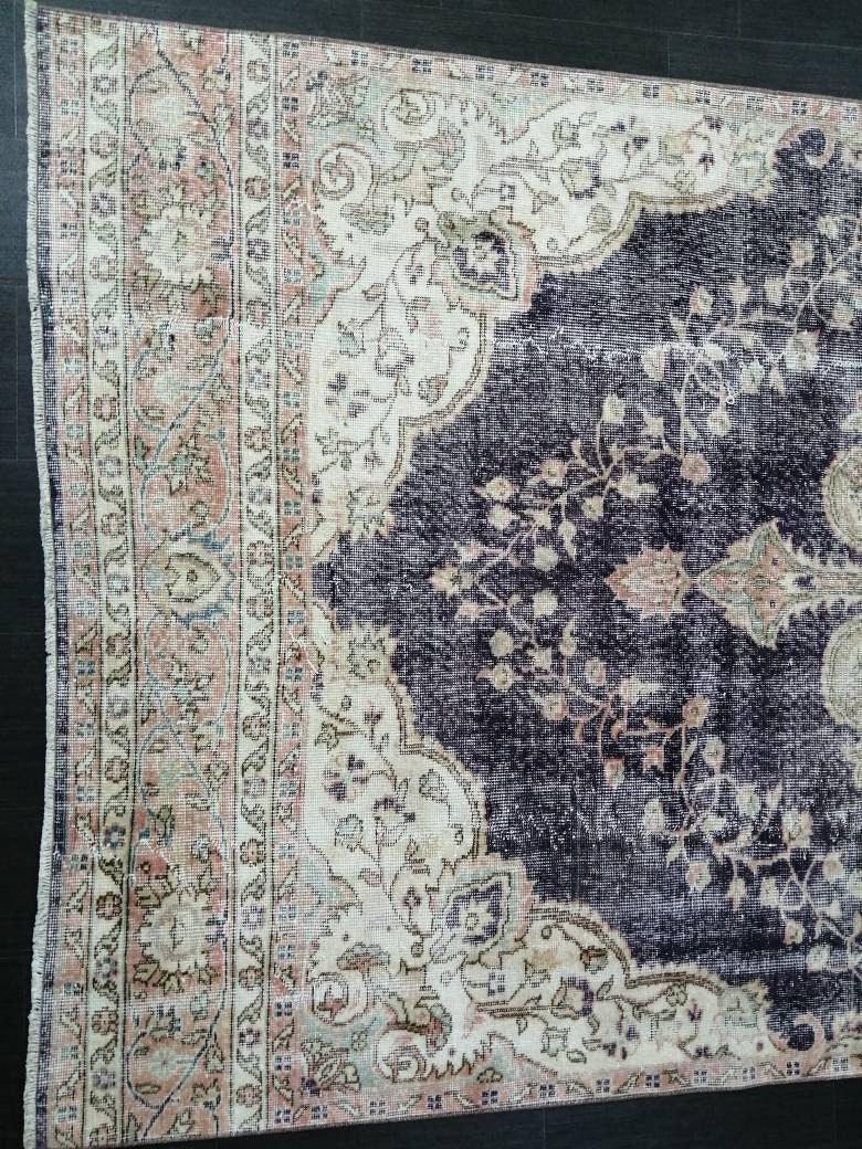 Purple Vintage Runner Rug 10.6.x 5.4  Hallway Runner Rug Kitchen Runner Rug Hand Made Wool Runner Rug Wool Oushak Runner Rug