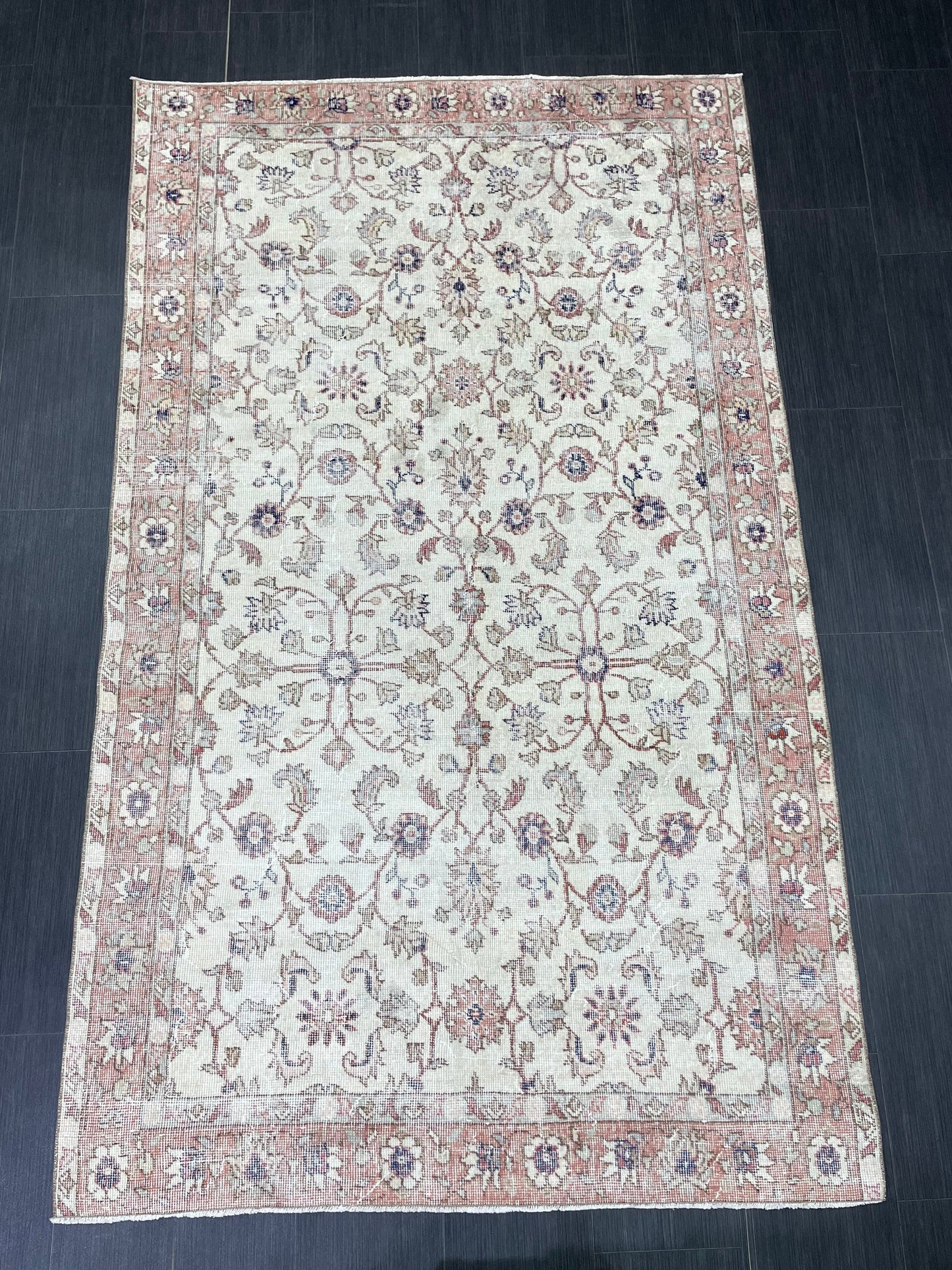 Vintage Rug TURKISH 4.6 x 7.7 Rug Handmade Rug Vintage Persian Rug Oushak Rug  Hand Knotted RugTurkish Rug Vintage Oushak Rug, Wool Rug