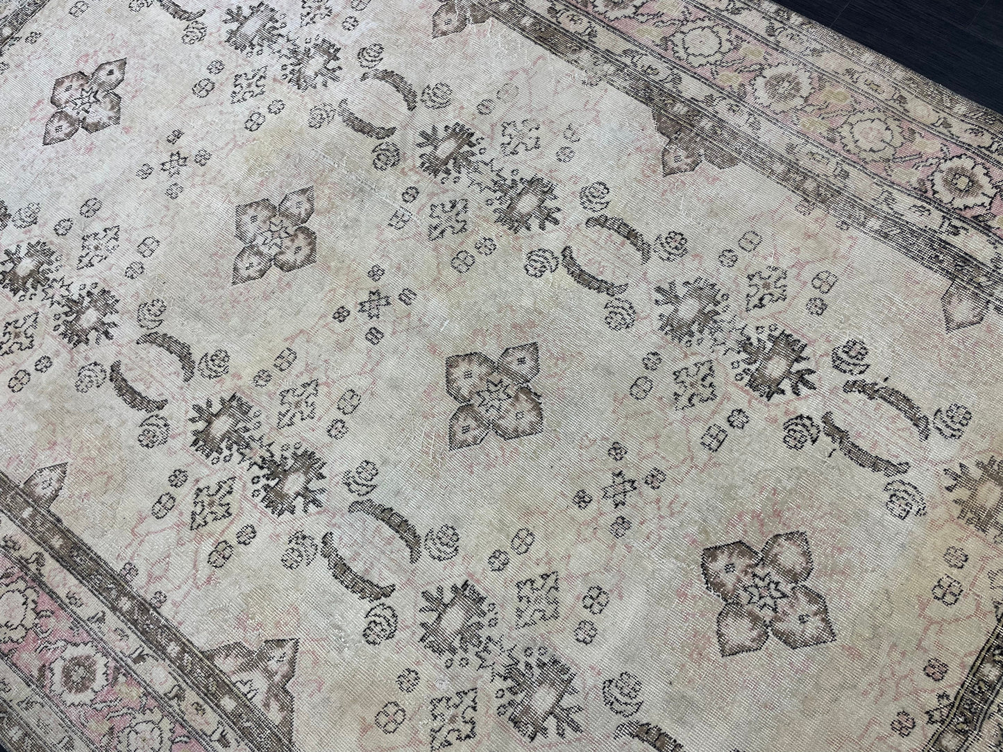 Vintage Rug 6.9 x 10.3 Vintage Persian Rug Muted Wool Oriental Rug Blue Hand Made Rugs Blue Distressed Turkish Rug Antique Rug