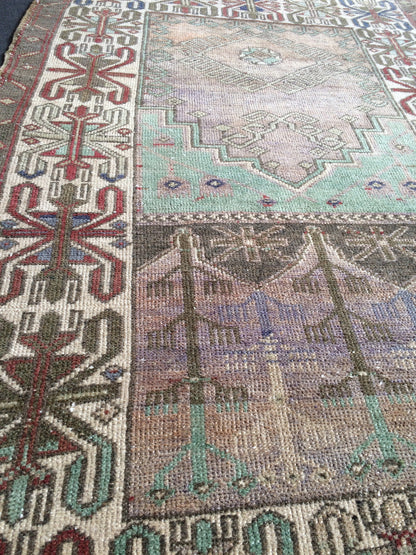 WOOL Oushak Rug Turkish Runner Rug Vintage  Rug Hallway  Rug Kitchen Rug Wool Nomad Rug Wool Oushak Rug Turkish Wool Oushak Rug 5.4 x 3.6