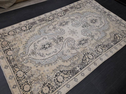 WOOL RUG Vintage 6 x 9.7 Rug Turkish Oushak  Rug, Hand Knotted Rug Persian Living Room Rug Oriental Rug Farmhouse Rug Knotted Rug 6x10 rug