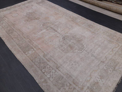 Muted Vintage Oriental RUG Persian Rug Muted Vintage Rug Vintage 5.8 x 10.5 Rug Neutral Oushak Rug Hand Made Rugs Vintage 6x10 Turkish Rug
