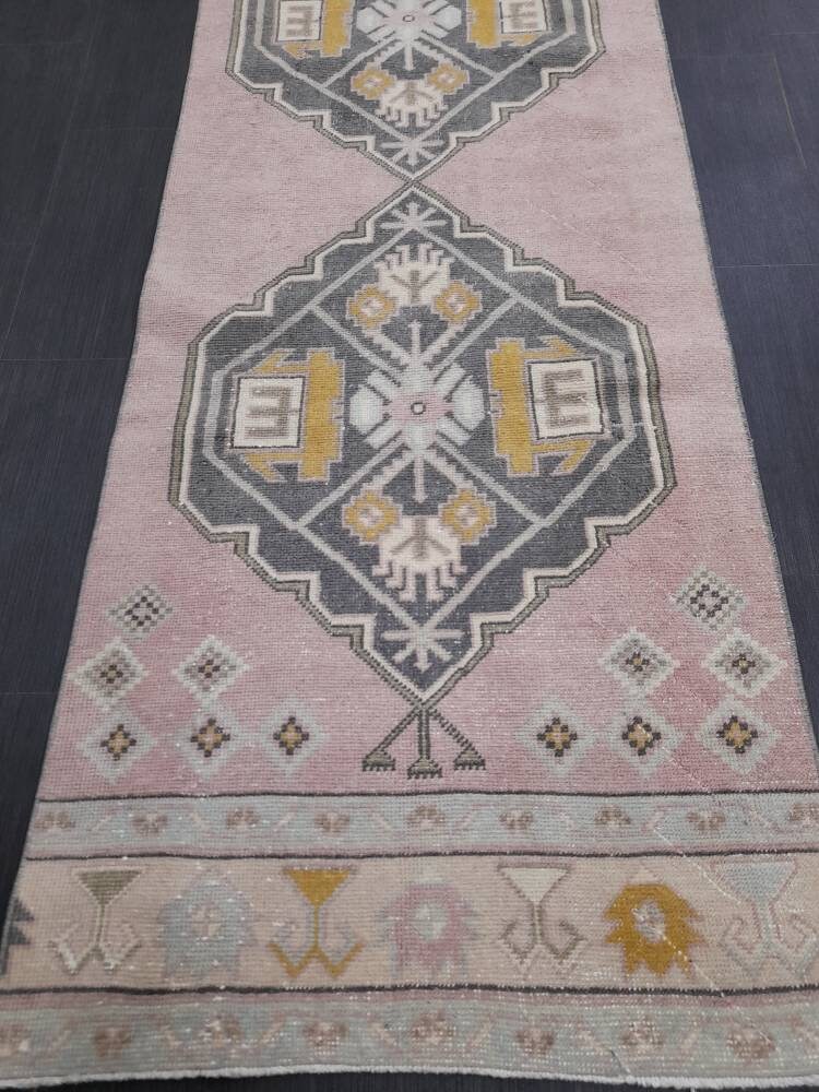 Vintage Hallwa Runner Rug Turkish Runner Rug 2.8 x 10.7 Vintage Runner Rug Oushak Runner Rug Kitchen Runner Wool Runner Rug Wool Rug