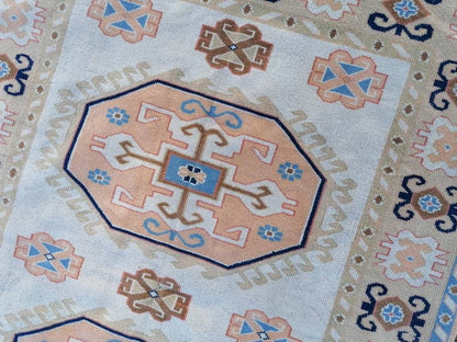 Oushak wool rug, vintage blue hand made rug 5'8x7'8 kitchen rug, living room rug, vintage anatolian rug,unique hand made rug