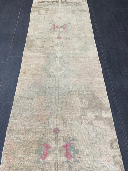 Muted Runner Rug Muted Turkish Runner Rug Vintage 2.5 x 11.5 Runner Rug Hallway Runner Rug Kitchen Runner Rug Oriental Runner Wool Runner
